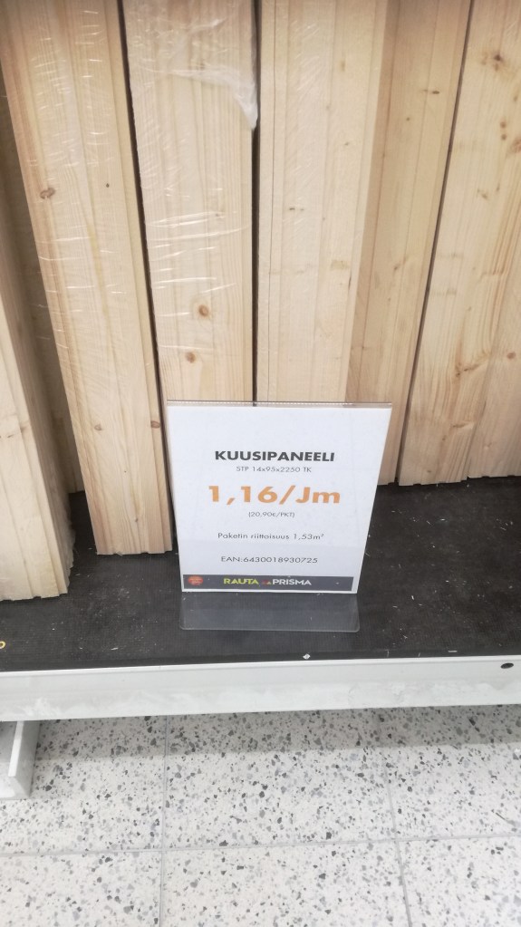 Hard wood panel (Spruce) in a store