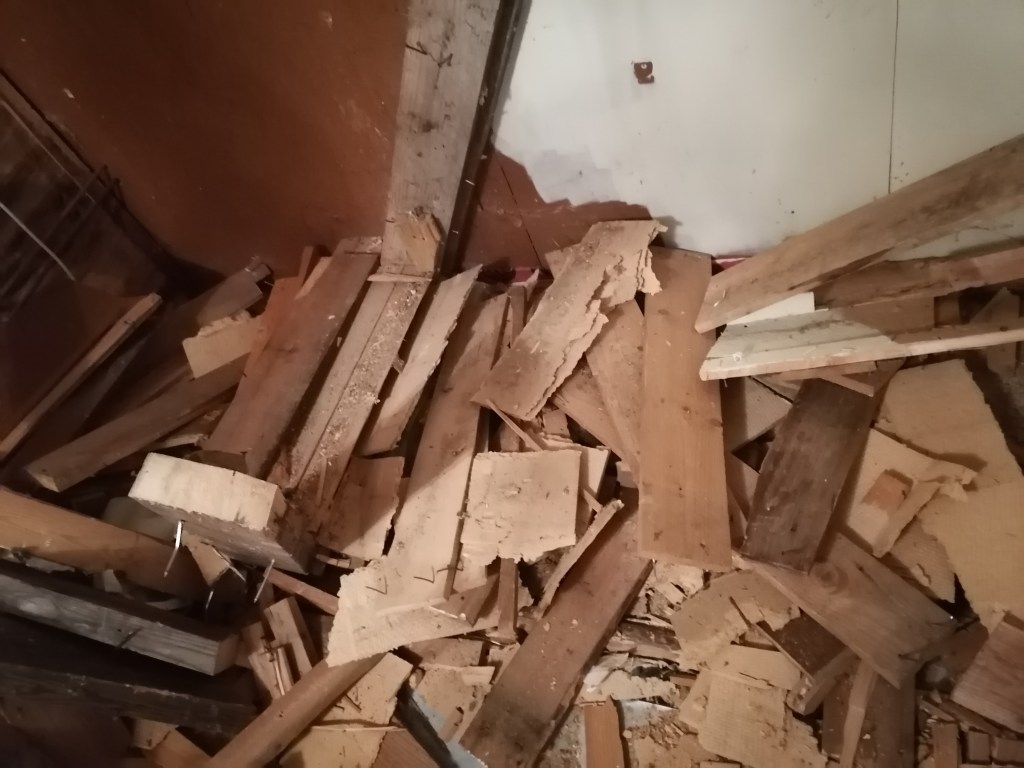 The pile of wood material ready to go to oven and warm up this house